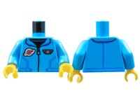 LEGO part Torso Jacket with Collar and Zipper, Classic Space Logo, Silver Wings Pin Pattern / Dark Azure Arms / Yellow Hands 973pb4627c01