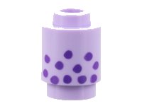 LEGO onderdeel Steen, Rond 1 x 1 met Donkerpaarse Vlekken Patroon 3062pb073