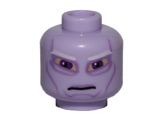LEGO part Minifigure, Head Alien with SW Umbaran Soldier, Large Purple Eyes and White Eyebrows Pattern (3626pb0840)