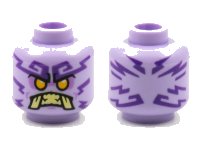 LEGO part Minifigure, Head Alien Ninjago Islander with Dark Purple Tattoos, Bright Light Orange Eyes, Medium Lavender Eye Shadow, Tan Teeth and Tusks Pattern - Hollow Stud 3626pb2768