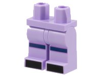 LEGO part Hips and Legs with Dark Blue and Medium Lavender Knee Stripes, Black Toes Pattern 970c00pb1446