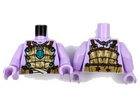 Torso Dark Tan Armor, Dark Turquoise Jewel and Spikes, Dark Orange Ropes Pattern / Lavender Arms / Lavender Hands, numero pezzo LEGO 973pb4207c01