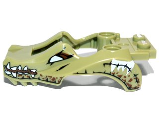 LEGO part Flywheel Fairing Crocodile Shape with Reddish Brown and White Crocodile Pattern (11112pb02)