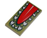 LEGO part Tile 2 x 4 with Red Tongue and Crocodile Teeth Pattern 87079pb0158