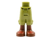 LEGO part Mini Doll Hips and Trousers Cropped with Reddish Brown Boots, Red Trim Pattern - Thick Hinge 92251c00pb19