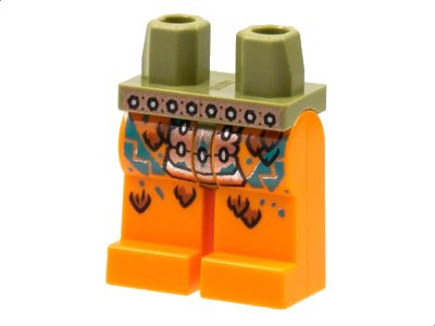 LEGO onderdeel Hips and Orange Legs with Copper Belt and Armor, Dark Orange and Dark Turquoise Scales Pattern (970c04pb13)
