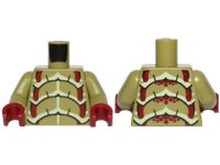 LEGO part Torso Galaxy Squad Buggoid with Dark Red, Yellowish Green and Black Exoskeleton Pattern / Olive Green Arms / Dark Red Hands 973pb1263c01
