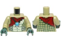 LEGO onderdeel Torso Chima Crocodile Skin with Dark Red Tattered Cloth and Necklace with Dark Azure Round Jewel (Chi) Pattern / Olive Green Arms / Dark Green Hands 973pb1354c01