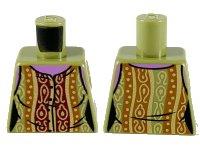 LEGO part Torso Female Blouse, Ornate Gold, Dark Red and Dark Orange Pattern 973pb3725