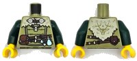 LEGO part Torso Viking Tunic with Tan Collar, Reddish Brown Belts and Pouches, Silver Buttons, Deer Head on Back Pattern / Dark Green Arms / Yellow Hands 973pb5436c01