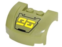 LEGO part Vehicle, Mudguard 3 x 4 x 1 2/3 Curved Front with Black Outline and Yellow Characters Pattern (Sticker) - Set 70592 98835pb018