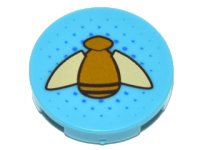 LEGO part Tile, Round 2 x 2 with Bottom Stud Holder with Gold Bumblebee with Tan Wings Pattern 14769pb162