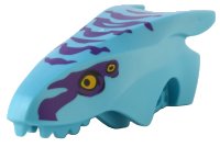 LEGO onderdeel Dragon Head (Avatar Ikran) Jaw Upper with Dark Purple Stripes and Bright Light Orange Eyes Pattern 1584pb02