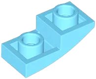 Schräge, Curved 2 x 1 x 2/3 Inverted en azul celeste medio, número de pieza LEGO 24201