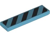 LEGO part Tile 1 x 4 with 5 Black Danger Stripes (No Black Corners) Pattern (2431pb0725)
