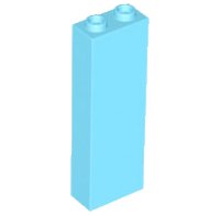 Stein 1 x 2 x 5 - blockiert offene Stifte oder hohle Stifte in mittelazur, LEGO Teilenummer 2454