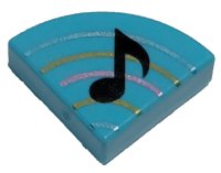 LEGO part Tile, Round 1 x 1 Quarter with Music Note Eighth and Curved Lines Pattern 25269pb021