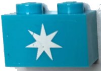 LEGO part Brick 1 x 2 with Maersk Star Logo Pattern (Sticker) - Set 10241 3004pb303