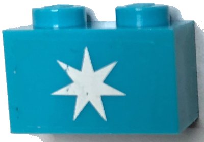 LEGO onderdeel Brick 1 x 2 with Maersk Star Logo Pattern (Sticker) - Set 10241 (3004pb303)