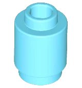 Stein, Tondo 1 x 1 in azzurro medio, numero pezzo LEGO 3062