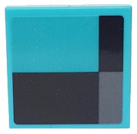 LEGO part Tile 2 x 2 with Black and Dark Bluish Gray Rectangles on Medium Azure Background Pattern (Sticker) - Set 76898 3068pb1419