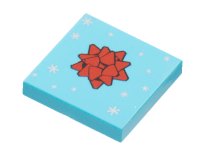 LEGO onderdeel Tegel 2 x 2 with Red Gift Bow and Silver Stars Pattern 3068pb2044
