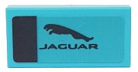 LEGO onderdeel Tile 1 x 2 with Black Stripe and 'JAGUAR' on Medium Azure Background Pattern (Sticker) - Set 76898 3069pb0823