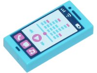LEGO part Tile 1 x 2 with Smartphone, Phone, Speech Bubble, Note, Play Button, Signal Strength and Battery Level Pattern 3069pb0854