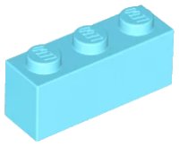 Ladrillo 1 x 3 en azul celeste medio, número de pieza LEGO 3622