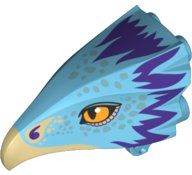 LEGO part Bird Head Jaw Upper with Dark Tan Beak and Purple Feathers Pattern (Occamy) (38832pb01)