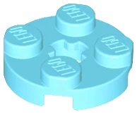Plate, Round 2 x 2 with Axle Hole in azzurro medio, numero pezzo LEGO 4032