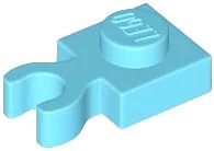 Plate, Modified 1 x 1 with Open O Clip Thick (Vertical Grip) in azzurro medio, numero pezzo LEGO 4085d