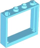 Window 1 x 4 x 3 - No Shutter Tabs en azul celeste medio, número de pieza LEGO 60594