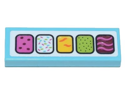 LEGO onderdeel Tile 1 x 3 with 5 Rounded Squares with Ice Cream Flavors Pattern (Sticker) - Set 71741 (63864pb149)