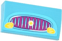 LEGO part Slope, Curved 2 x 4 x 2/3 with Bottom Tubes with Magenta Car Grille, Yellow Lights and Star Pattern (Sticker) - Set 41034 88930pb047