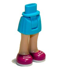 LEGO part Mini Doll Hips and Skirt, Light Nougat Legs and Magenta Shoes with White Laces and Soles Pattern - Thick Hinge 92252c00pb020