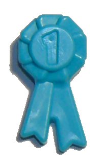 Friends Accessories Award Ribbon with Number 1 in mittelazur, LEGO Teilenummer 92355e