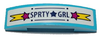 LEGO part Slope, Curved 4 x 1 x 2/3 Double with Stars and 'SPRTY GRL' Pattern (Sticker) - Set 41364 (93273pb150)