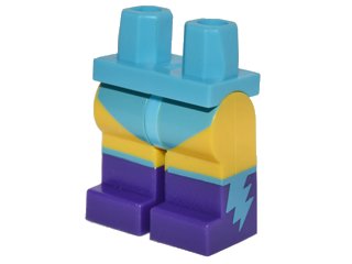 LEGO onderdeel Hips and Yellow Legs with Medium Azure Leotard and Dark Purple Boots with Medium Azure Lightning Bolts Pattern (970c03pb30)