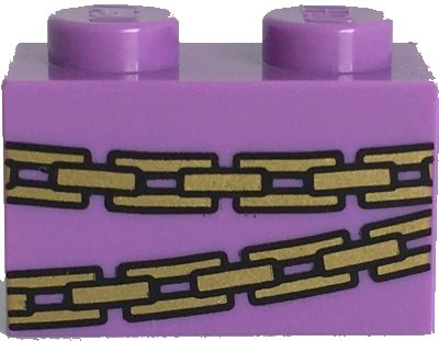 LEGO part Brick 1 x 2 with Gold Chains Pattern (BrickHeadz Belle Bottom Abdomen) (3004pb237)