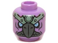 LEGO part Minifigure, Head Alien Chima Vulture with Dark Bluish Gray Beak, Bright Light Blue Eyes, and Sand Green Headpiece Pattern 3626pb1163