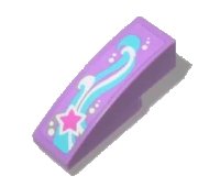 LEGO onderdeel Slope, Curved 3 x 1 with Magenta, White and Medium Azure Shooting Star Pattern Model Right Side (Sticker) - Set 41015 50950pb100r