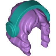 LEGO part Minifigure, Hair Long Wavy with Center Part and Dark Turquoise Headphones Pattern 65226pb01