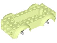 LEGO part Véhicule, Base 5 x 10 x 2 1/2 avec Garde-Boue et 6 x 2 Centre Encastré avec 3 Trous avec Supports de Roues Gris Bleuâtre Clair Attachés 11650c02