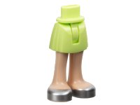 LEGO part Mini Doll Hips and Skirt with Molded Light Nougat Legs and Printed Silver Open Top Shoes Pattern - Thin Hinge 35216ac00pb005