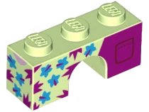 LEGO part Arch 1 x 3 with Dark Azure Flowers, Magenta Spikes and Back Pockets Pattern (4490pb11)