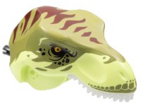 LEGO onderdeel Dinosaur Head Tyrannosaurus rex with Pin, White Teeth, Olive Green Top and Dark Red Stripes Pattern 98161c08pb01