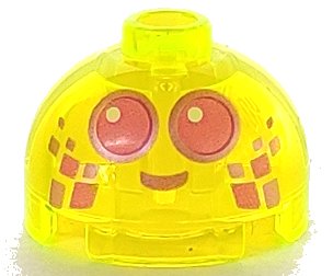 LEGO part Brick, Round 2 x 2 Dome Top with Dark Pink Eyes with Metallic Pink Outlines and Smile Pattern (553pb038)
