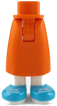 LEGO onderdeel Mini Doll Hips and Skirt Long with Molded White Legs and Feet and Printed Medium Azure Shoes Pattern - Thick Hinge 59595c00pb35