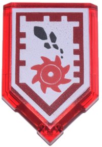 LEGO part Tile, Modified 2 x 3 Pentagonal with Nexo Power Shield Pattern - Rock Ripper 22385pb048